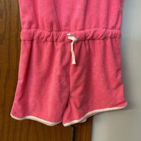 CARTERS NWT Girls Size 7 Pink Terry Romper Swim Cover up drawstring white trim - Picture 4 of 9
